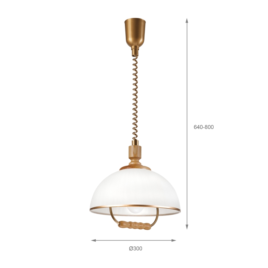 Korkeussäädettävä riippuvalaisin RAMONA 1xE27/60W/230V ruskea/valkoinen/tammi