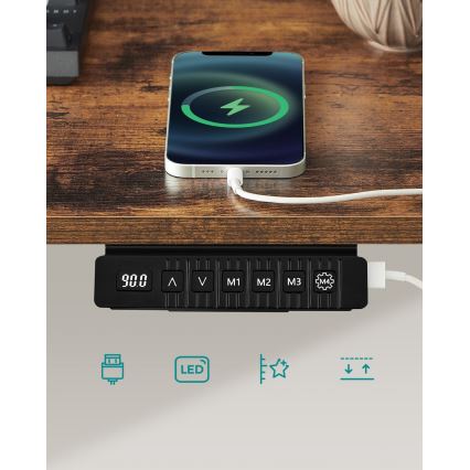 Korkeussäädettävä työpöytä SOLEA-X ruskea/musta