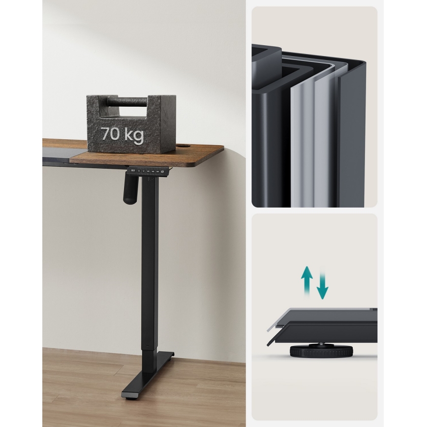 Korkeussäädettävä työpöytä SOLEA-X ruskea/musta