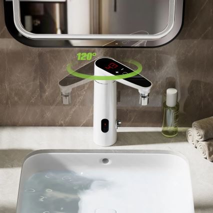 Kosketusvirtainen vedenlämmitin anturilla ja LED-näytöllä 3000W/230V IPX4 valkoinen