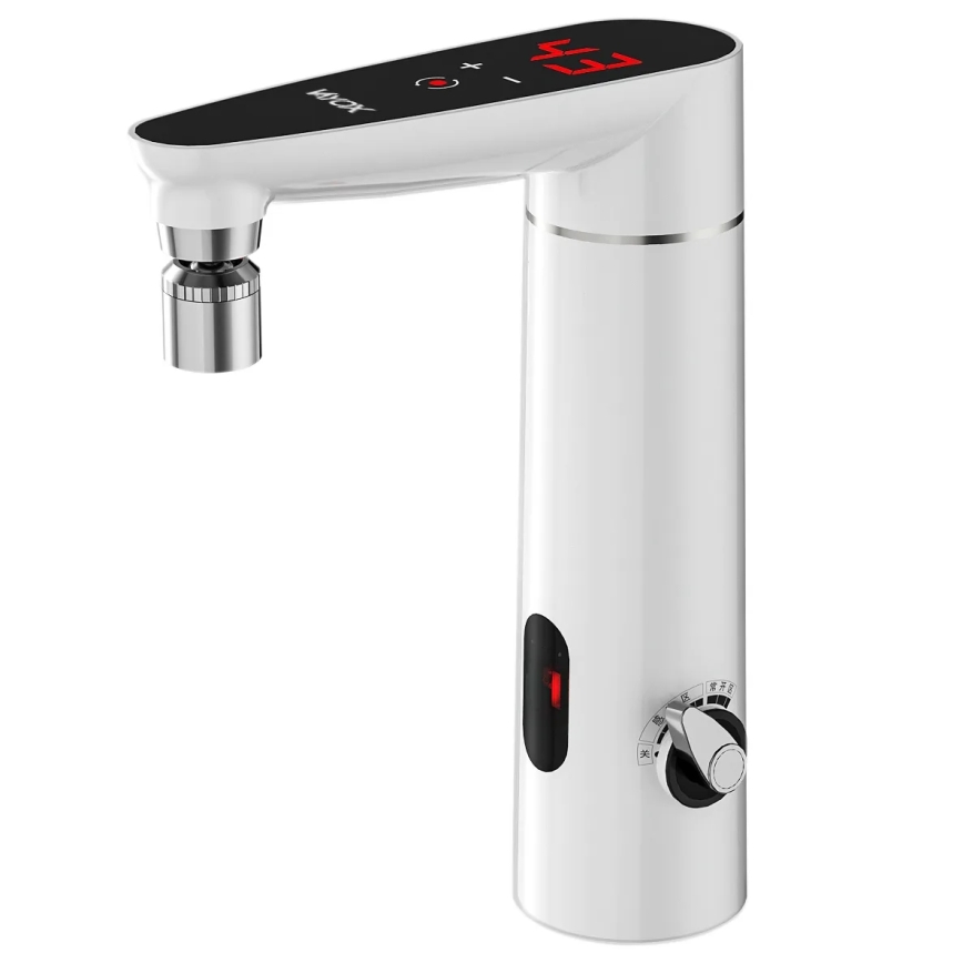 Kosketusvirtainen vedenlämmitin anturilla ja LED-näytöllä 3000W/230V IPX4 valkoinen