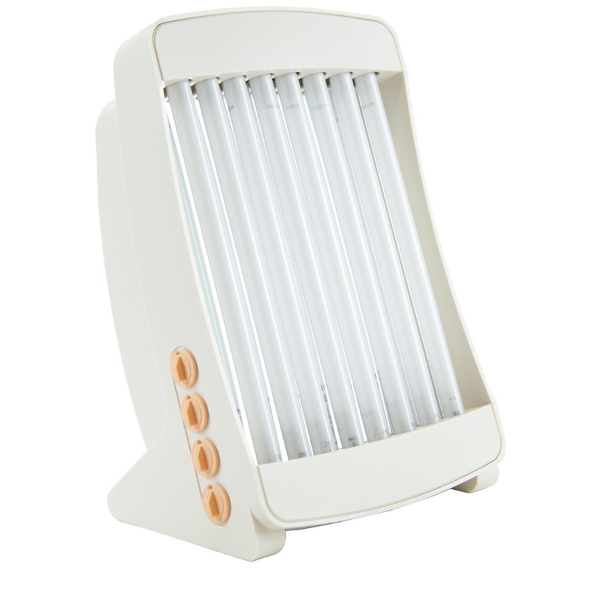 Kotikäyttöinen kasvosolarium, jossa 8 värillistä UV-putkea Cosmedico 130W/230V