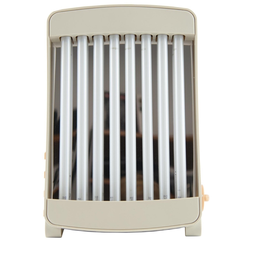 Kotikäyttöinen kasvosolarium, jossa 8 värillistä UV-putkea Cosmedico 130W/230V