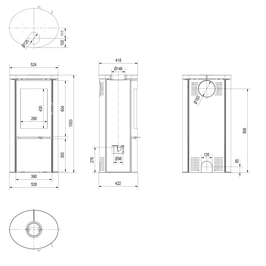 Kratki - Terästakka 8kW 150mm