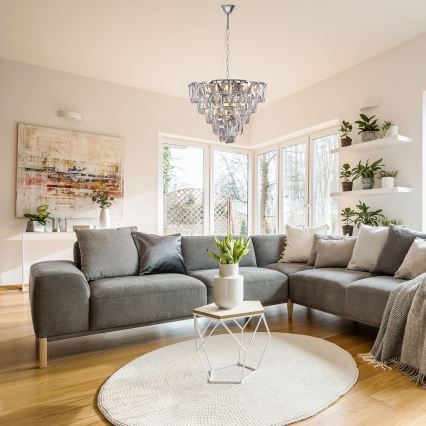 Kristalli-ketjukattokruunu CHELSEA 6xE14/40W/230V