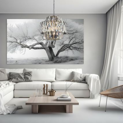 Kristalli-ketjukattokruunu CROWN 12xE14/40W/230V kiiltävä kromi