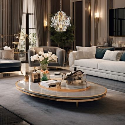 Kristalli-ketjukattokruunu CROWN 4xE14/40W/230V kiiltävä kromi