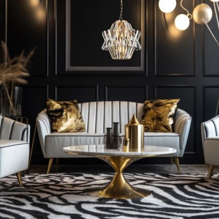 Kristalli-ketjukattokruunu CROWN 4xE14/40W/230V kulta