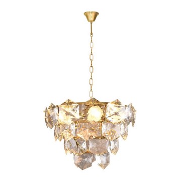 Kristalli-ketjukattokruunu DIANA 6xE14/40W/230V kultainen