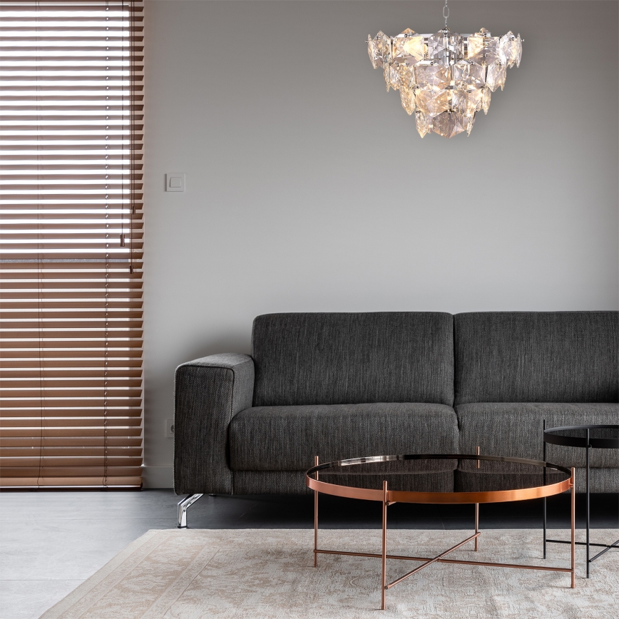 Kristalli-ketjukattokruunu DIANA 6xE14/40W/230V mattakromi