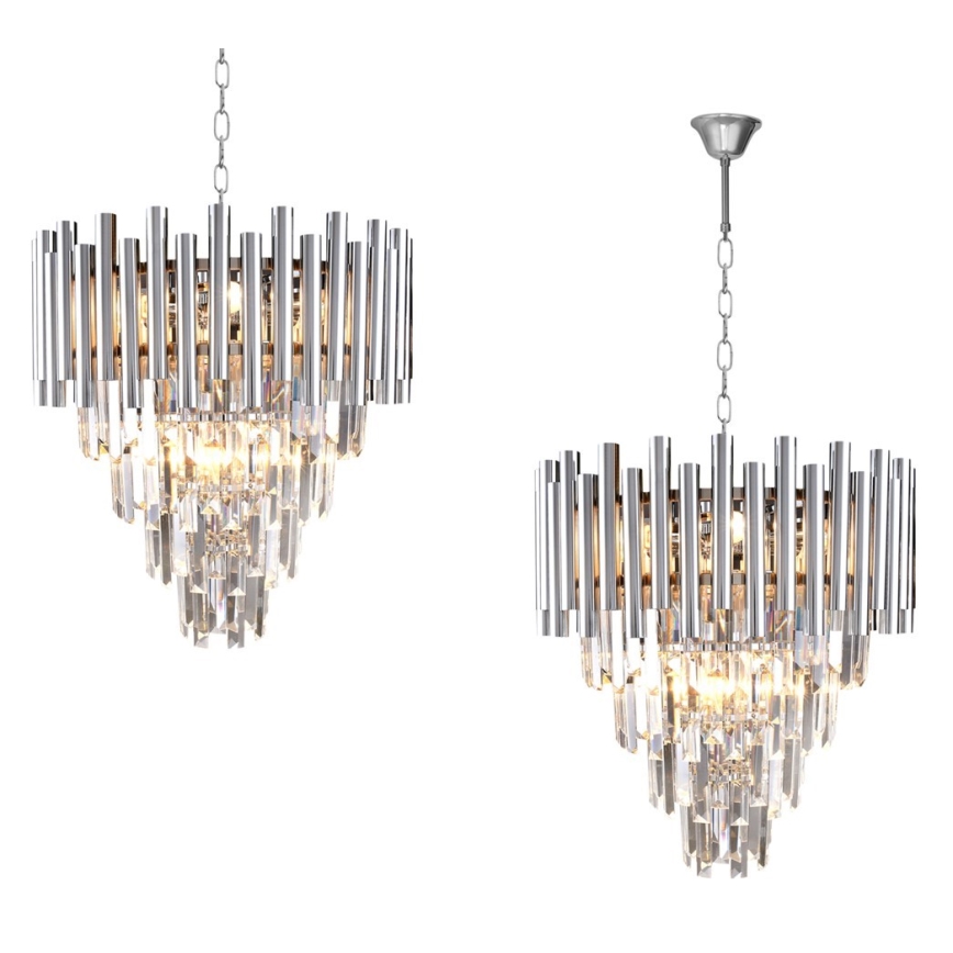 Kristalli-ketjukattokruunu MADISON 9xE14/40W/230V kiiltävä kromi