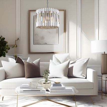 Kristalli-ketjukattokruunu RITZ 7xE14/40W/230V kiiltävä kromi