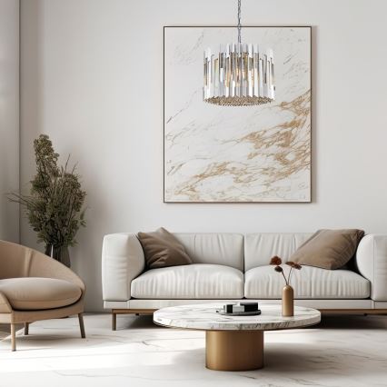 Kristalli-ketjukattokruunu RITZ 7xE14/40W/230V kiiltävä kromi