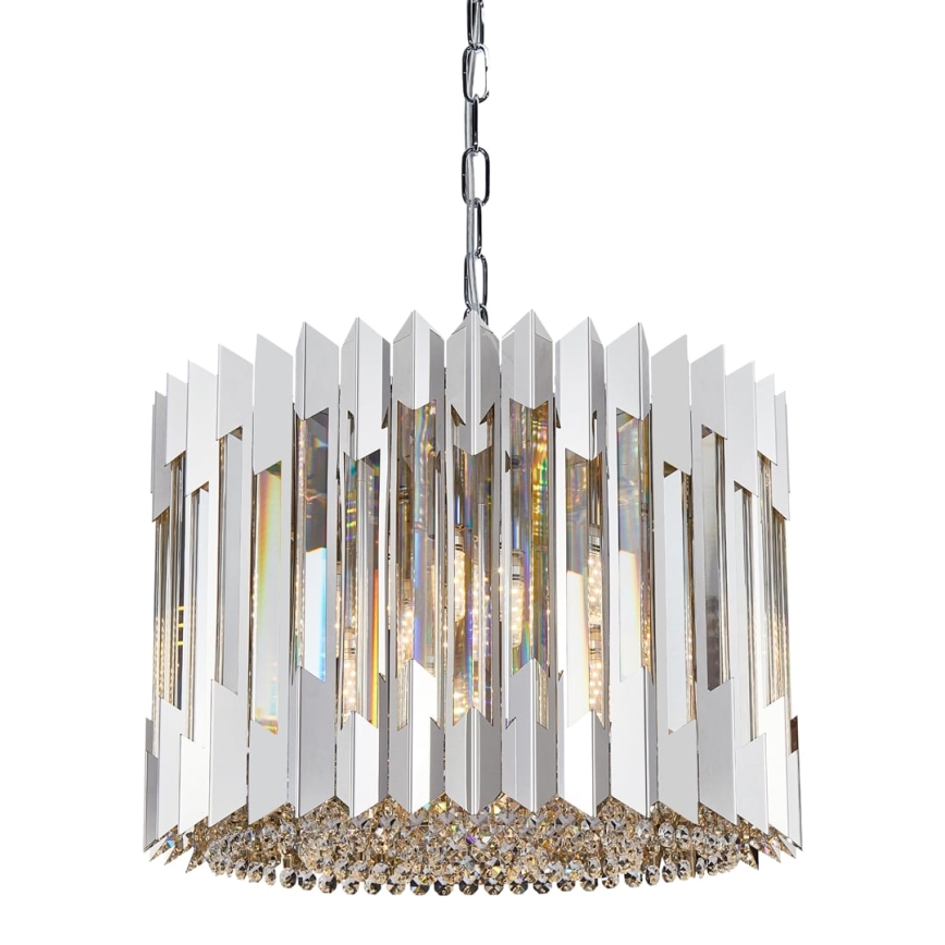 Kristalli-ketjukattokruunu RITZ 7xE14/40W/230V kiiltävä kromi