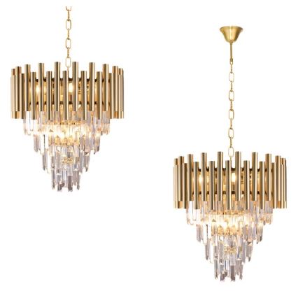 Kristallikattokruunu ketjussa MADISON 9xE14/40W/230V kulta