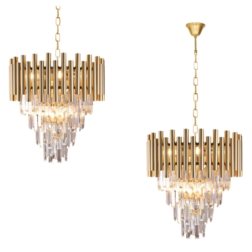 Kristallikattokruunu ketjussa MADISON 9xE14/40W/230V kulta