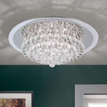 Kristallikattovalaisin GLORIA 6xG9/40W/230V halkaisija 50 cm läpinäkyvä/kiiltävä kromi