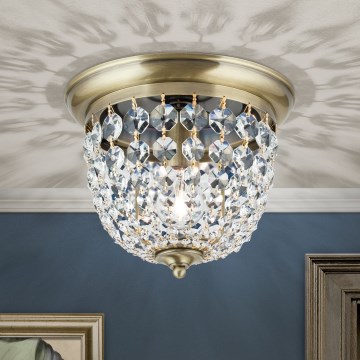 Kristallikattovalaisin PLAFOND 1xE27/40W/230V halkaisija 26 cm pronssi