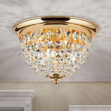 Kristallikattovalaisin PLAFOND 3xE27/40W/230V halkaisija 35 cm kulta