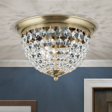 Kristallikattovalaisin PLAFOND 3xE27/40W/230V halkaisija 35 cm pronssi