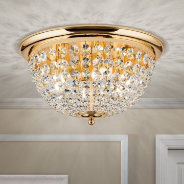 Kristallikattovalaisin PLAFOND 6xE27/40W/230V halkaisija 47 cm kulta