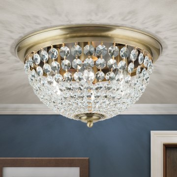 Kristallikattovalaisin PLAFOND 6xE27/40W/230V halkaisija 47 cm pronssi
