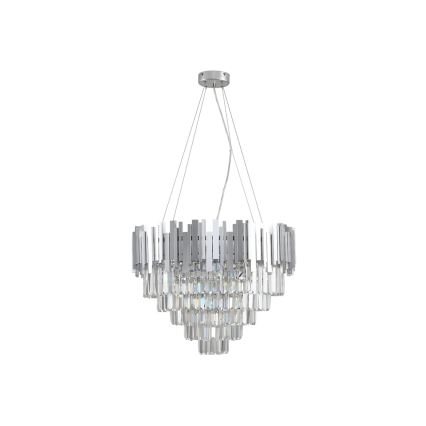 Kristallikruunu vaijerilla PLAZA 9xE14/40W/230V Ø 60 cm hopeanvärinen
