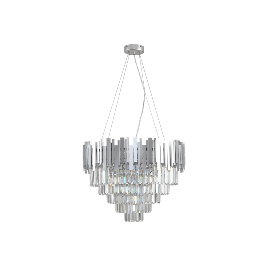 Kristallikruunu vaijerilla PLAZA 9xE14/40W/230V Ø 60 cm hopeanvärinen