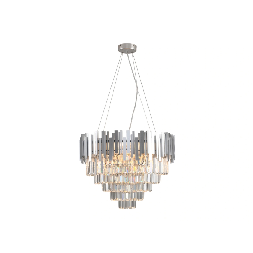 Kristallikruunu vaijerilla PLAZA 9xE14/40W/230V Ø 60 cm hopeanvärinen