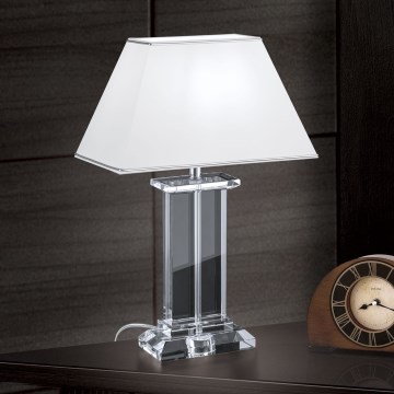 Kristallipöytävalaisin VERONIQUE 1xE27/60W/230V valkoinen/läpinäkyvä