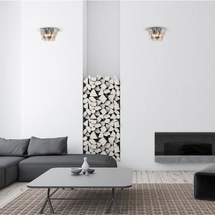 Kristalliseinävalaisin CHELSEA 2xE14/40W/230V kiiltävä kromi