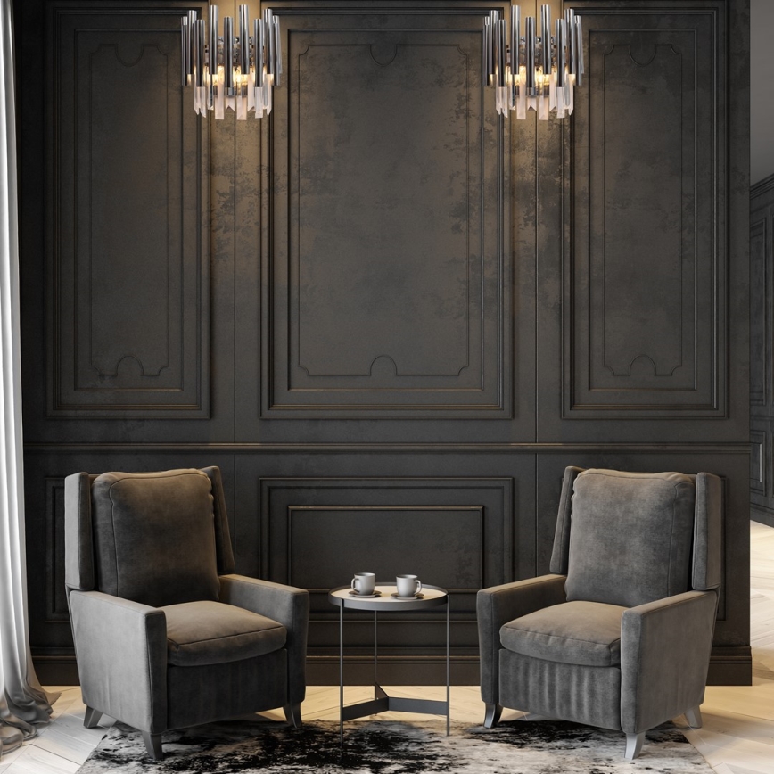 Kristalliseinävalaisin MADISON 2xE14/40W/230V kiiltävä kromi