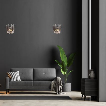 Kristalliseinävalaisin MADISON 2xE14/40W/230V kiiltävä kromi