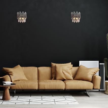 Kristalliseinävalaisin MADISON 2xE14/40W/230V kiiltävä kromi