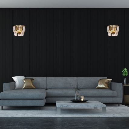 Kristalliseinävalo CHELSEA 2xE14/40W/230V kulta