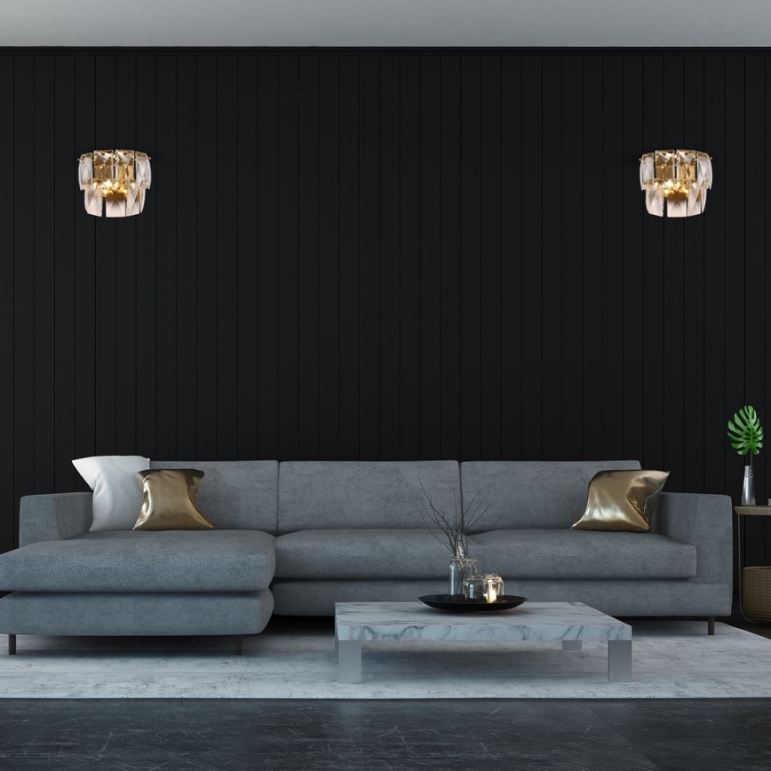 Kristalliseinävalo CHELSEA 2xE14/40W/230V kulta