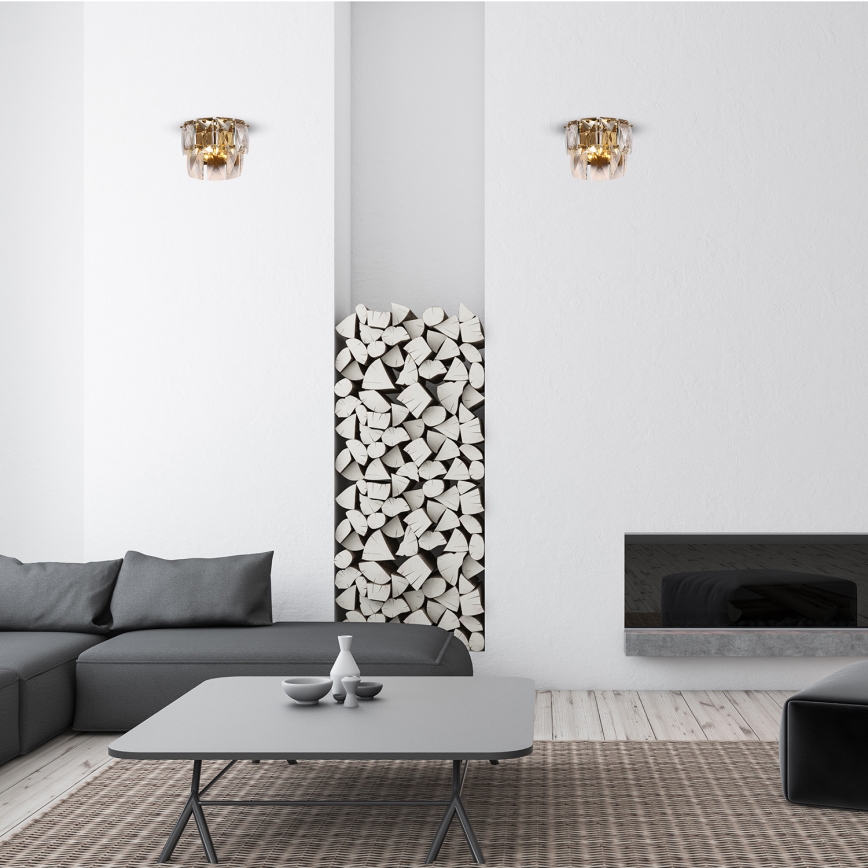 Kristalliseinävalo CHELSEA 2xE14/40W/230V kulta