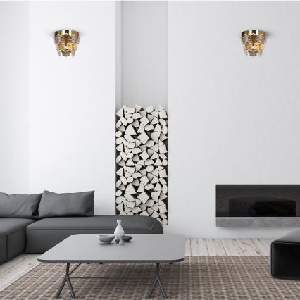 Kristalliseinävalo GRACE 2xE14/40W/230V kulta