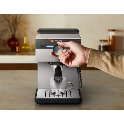 Krups - Lever kahvinkeitin kahdelle kupille AUTHENTIC 1450W/230V harmaa