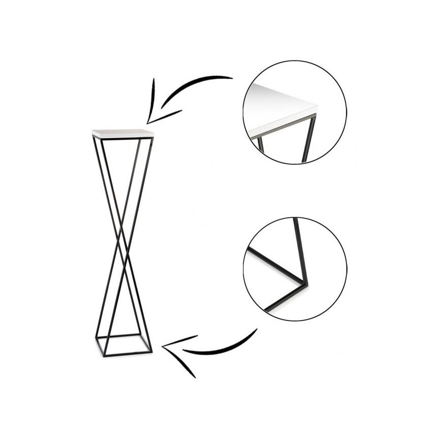 Kukkasteline LOFT 100x24 cm musta/valkoinen