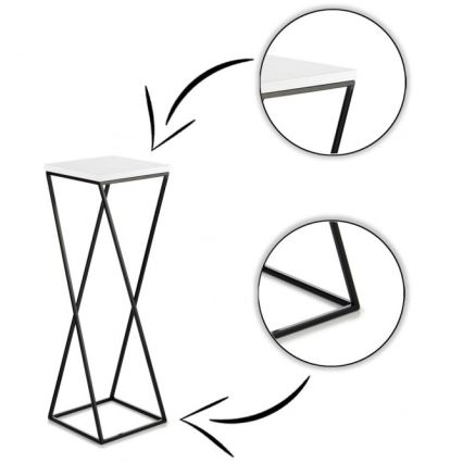 Kukkasteline LOFT 70x24 cm musta/valkoinen