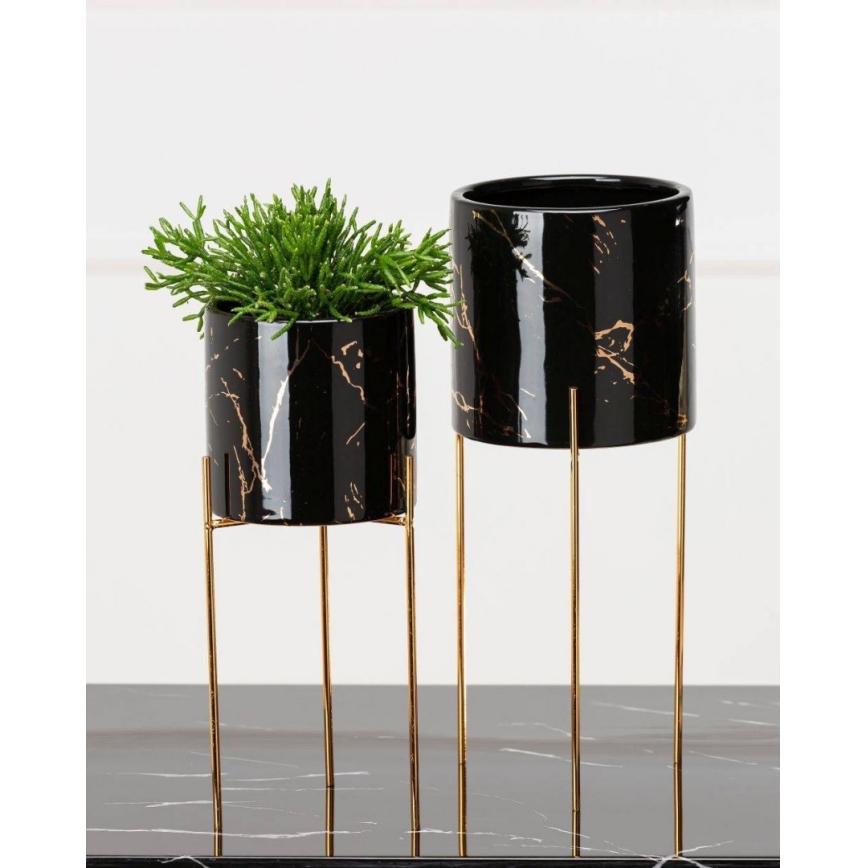 Kukkateline NILA 28x11 cm musta/kulta