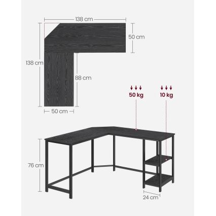 Kulmakirjoituspöytä SOLEA musta