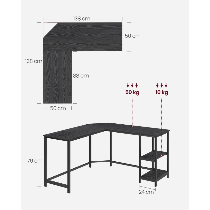 Kulmakirjoituspöytä SOLEA musta