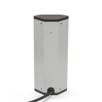 Kulmapistorasiapylväs 3x230V + 2xUSB-A musta/hopea