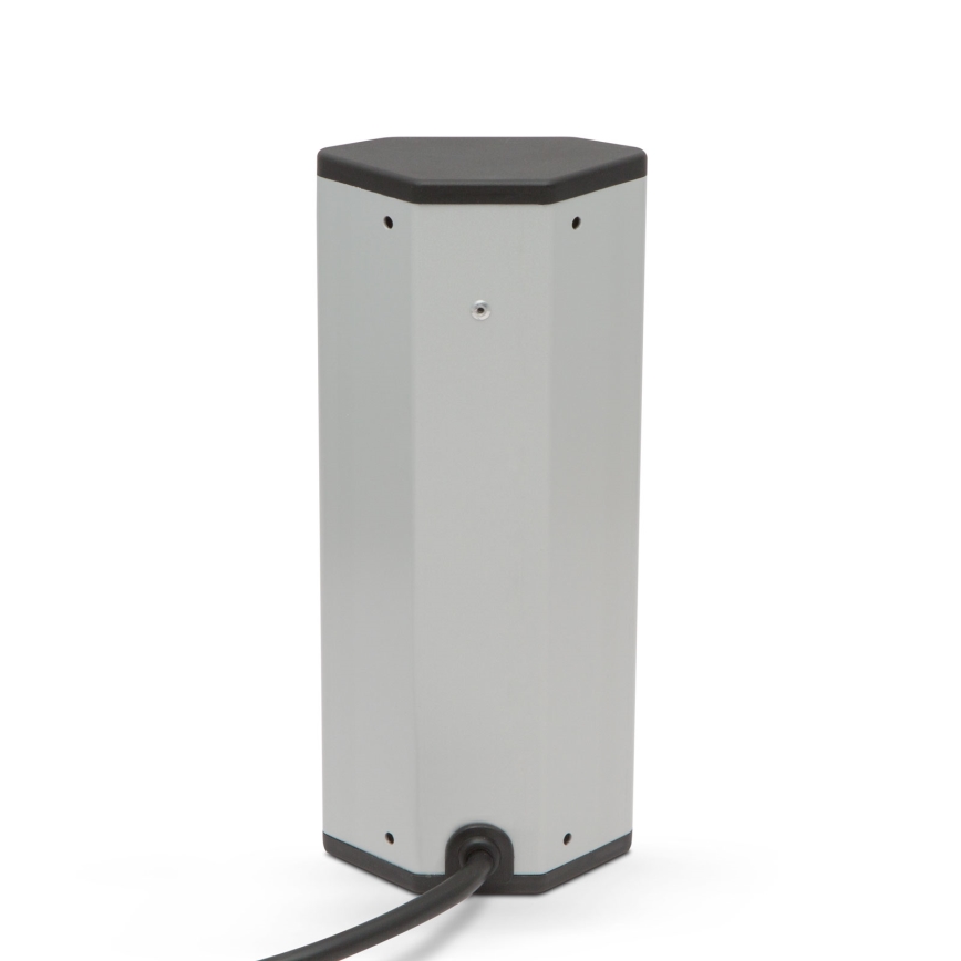 Kulmapistorasiapylväs 3x230V + 2xUSB-A musta/hopea
