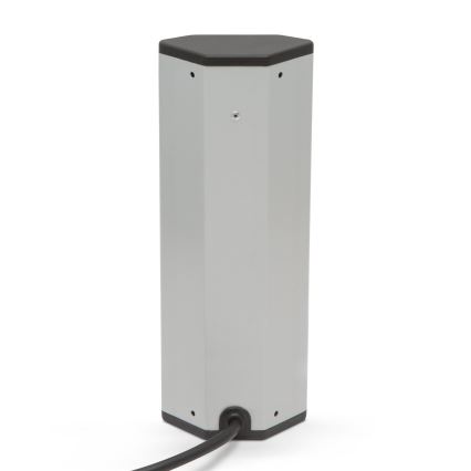 Kulmapistorasiapylväs 4x230V + 2xUSB-A musta/hopea