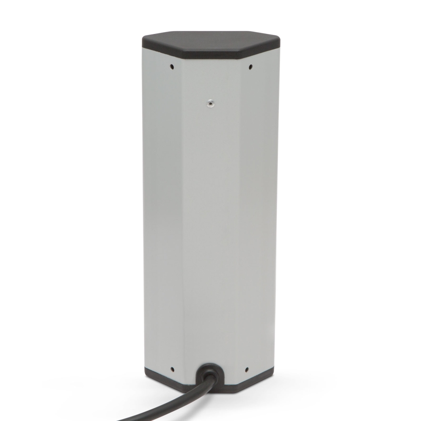 Kulmapistorasiapylväs 4x230V + 2xUSB-A musta/hopea