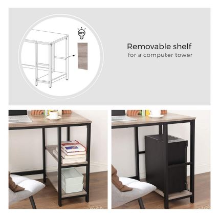 Kulmapöytä SOLEA, ruskea/musta