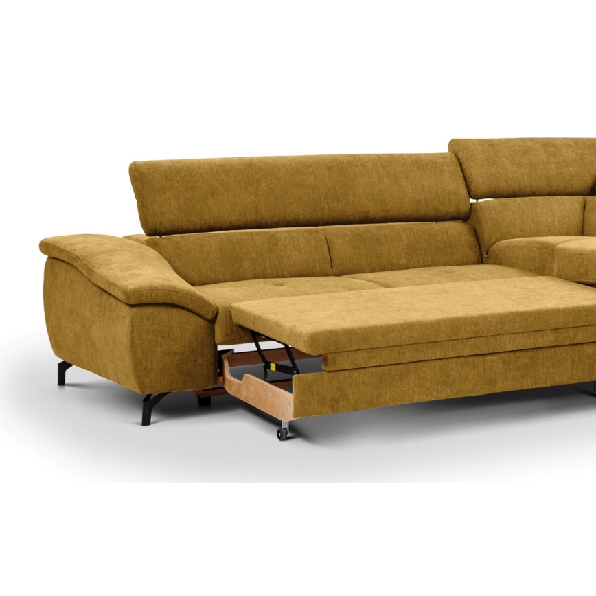 Kulmasohva, jossa säilytystila, L-mallinen, BRESCIA oikea, keltainen